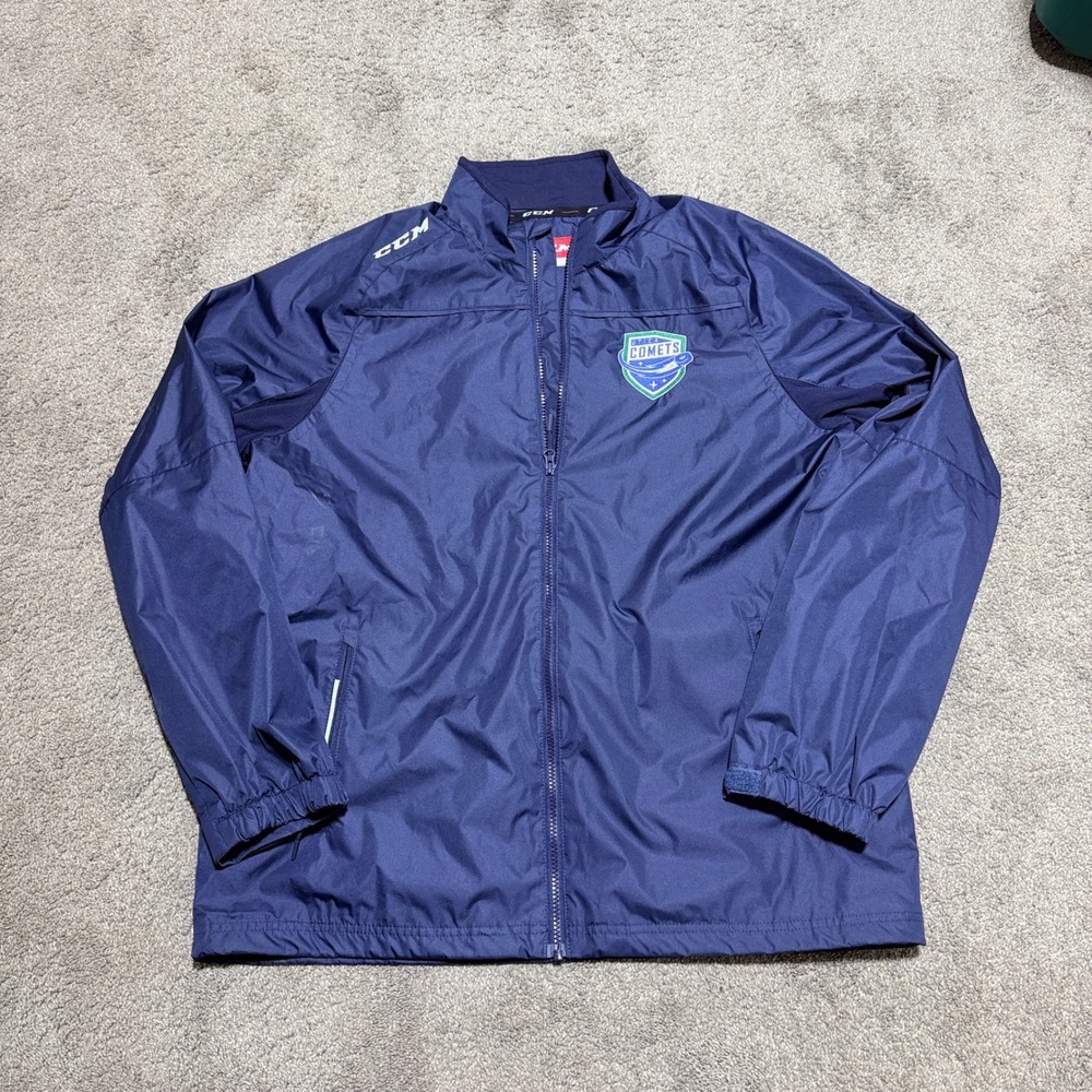 CCM Utica Comets AHL Hockey Team Windbreaker Jacket Navy Blue Mens Large J5590